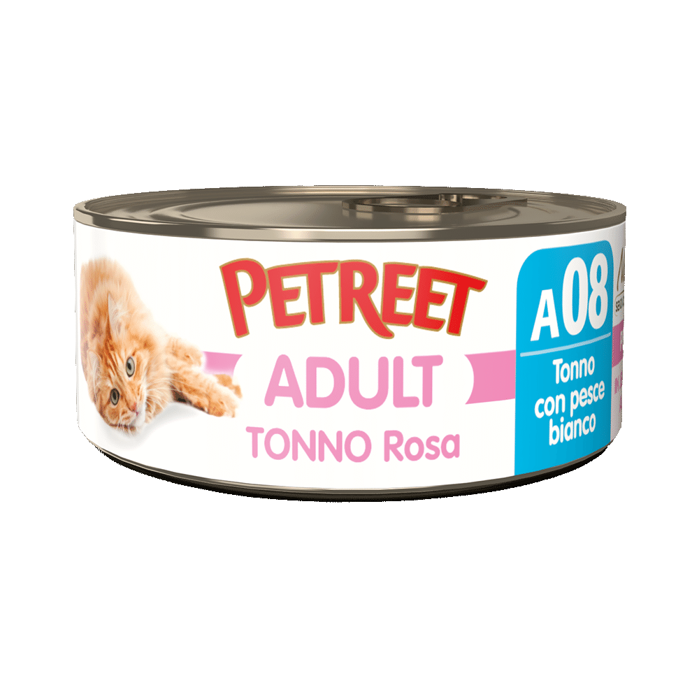 Petreet Adult Tonno Rosa Con Pesce Bianco Per Gatti Lattina 70g-1