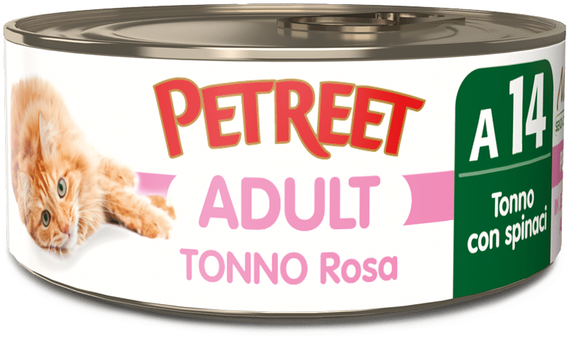 Petreet Tonno Rosa Con Spinaci Cibo Umido Per Gatti Adulti Lattina 70g-1