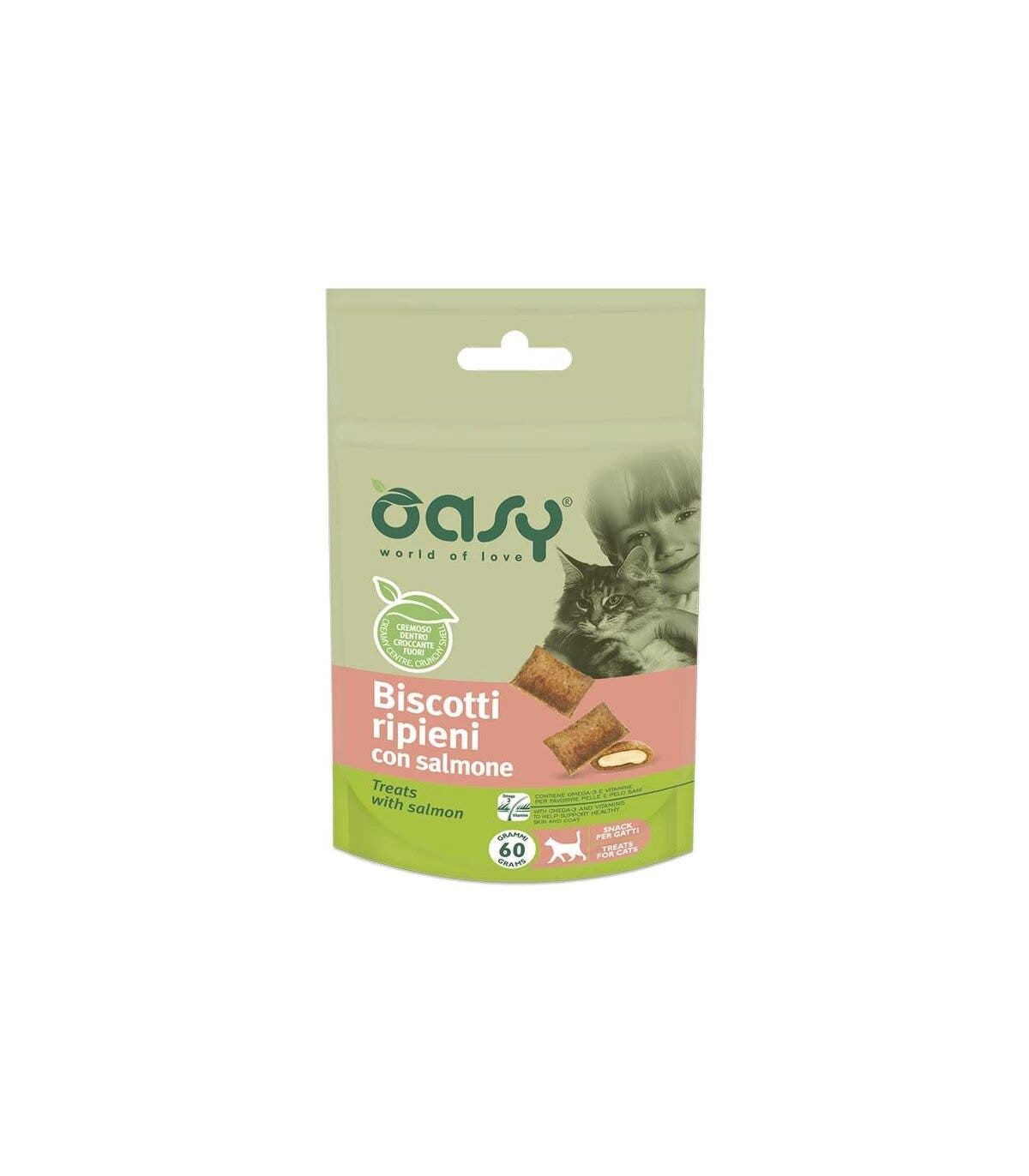 Oasy Snack Gatto Biscotti Ripieni Con Salmone 60g-1