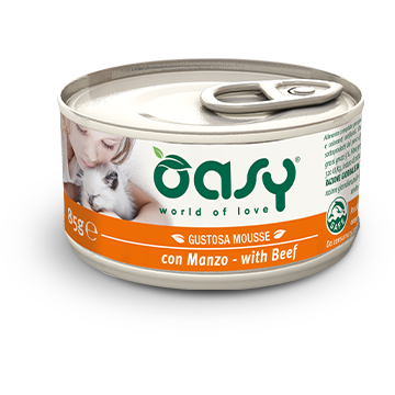 Oasy Wet Cat Mousse Con Manzo Per Gatti Adulti Lattina 85g-1