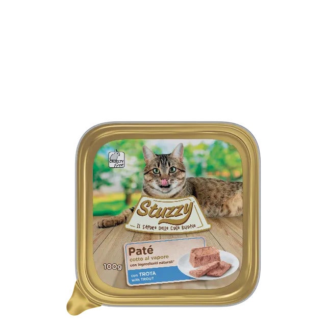 Stuzzy Paté Classico Con Trota Per Gatti Adulti Vaschetta 100g-2