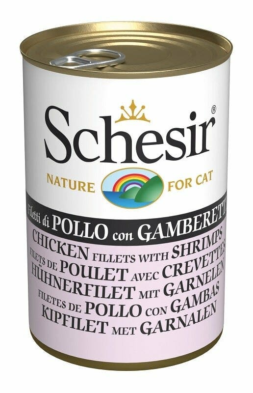 Schesir Pollo Con Gamberetti Cibo Umido Gatti Adulti Lattina 140g-2