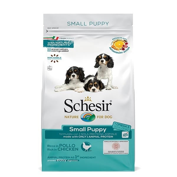 Schesir Ricco In Pollo Cibo Secco Cani Cuccioli Taglia Piccola Sacco 800g-1
