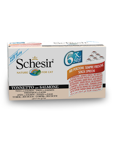 Schesir Tonnetto Con Salmone Cibo Umido Gatti Adulti Multipack 6x50g-2