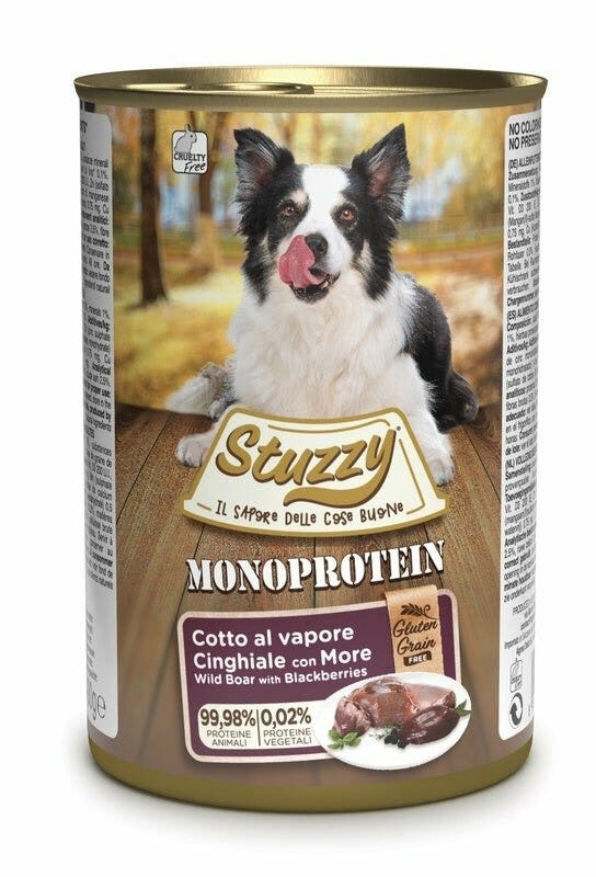 Stuzzy Monoprotein Al Cinghiale Con More Cibo Umido Cani Adulti Barattolo 400g-2
