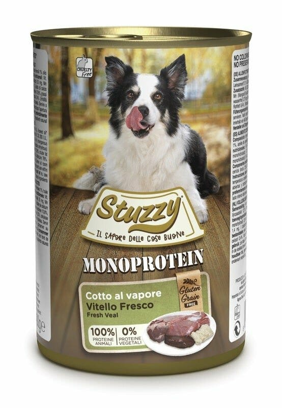 Stuzzy Monoprotein Al Vitello Cibo Umido Per Cani Adulti Barattolo 400g-2