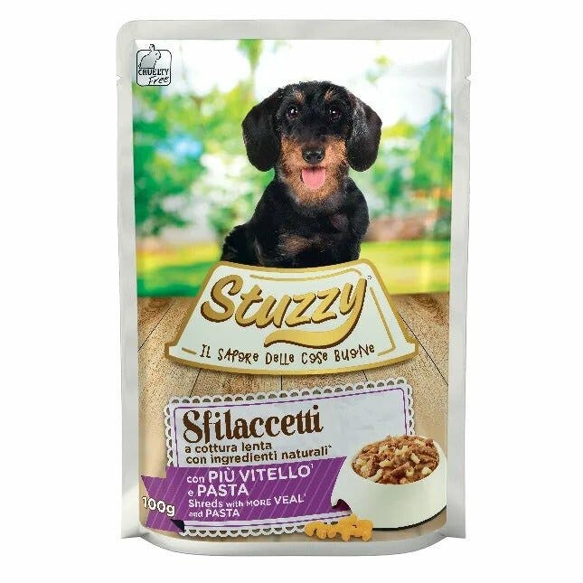 Stuzzy Sfilaccetti Con Vitello/Pasta Per Cani Adulti Bustina 100g-3