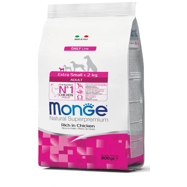 Monge Ricco Di Pollo Cibo Secco Per Cani Adulti Taglia Molto Piccola Sacco 800g-1