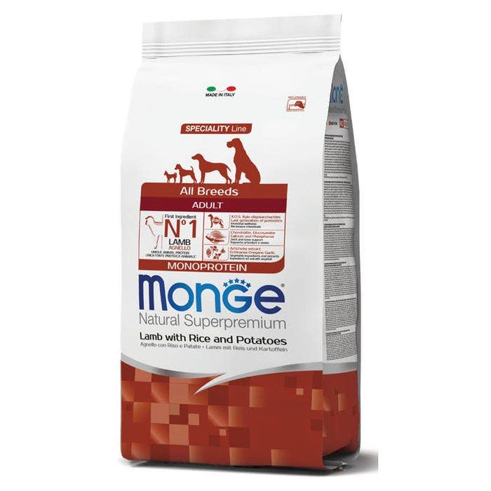 Monge Agnello Riso E Patate Cibo Secco Per Cani Cuccioli Sacco 2,5 Kg-1