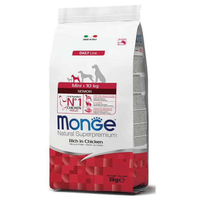 Monge Ricco Di Pollo Cibo Secco Senior Per Cani Età Avanzata Taglia Piccola Sacco 3 Kg-2