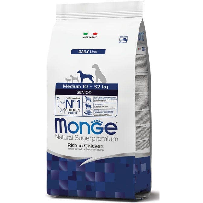Monge Ricco Di Pollo Cibo Secco Cani Adulti Età Avanzata Sacco 3 Kg-1