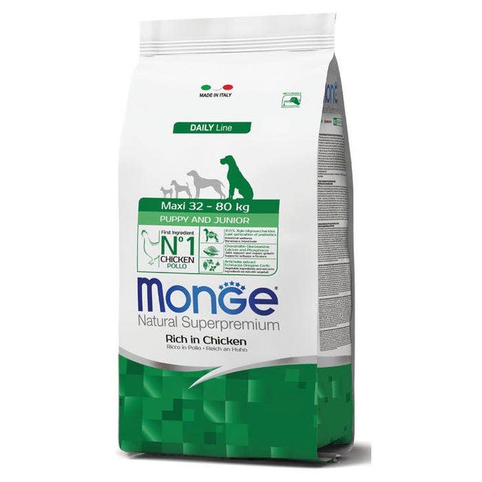 Monge Ricco Di Pollo Cibo Secco Per Cani Cuccioli Taglia Grande Sacco 12 Kg-1