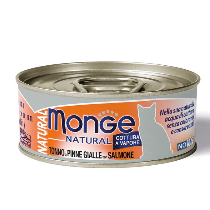 Monge Natural Tonno Pinne Gialle Con Salmone Cibo Umido Per Gatti Adulti 80g-1