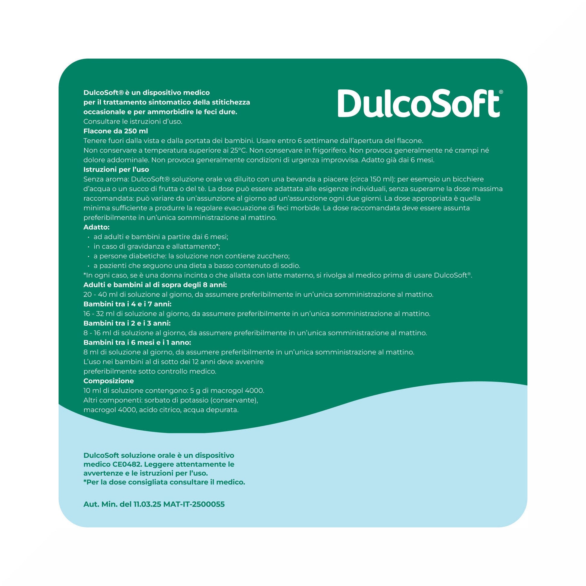 DulcoSoft Lassativo Delicato Macrogol per Stitichezza Soluzione Orale 250ml-7