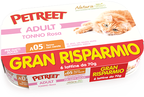 Petreet Tonno Rosa Con Carote Cibo Umido Gatto Adulto 6x70g-1