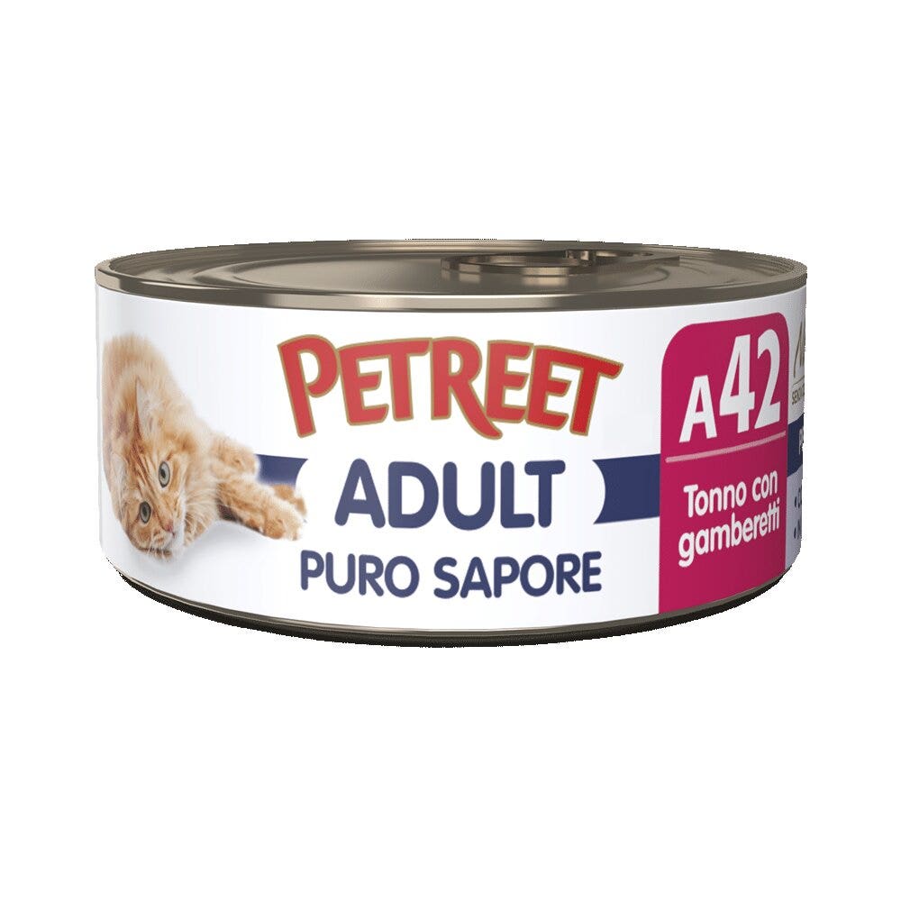 Petreet Adult Puro Sapore Tonno Con Gamberetti Per Gatti Lattina 70g-3