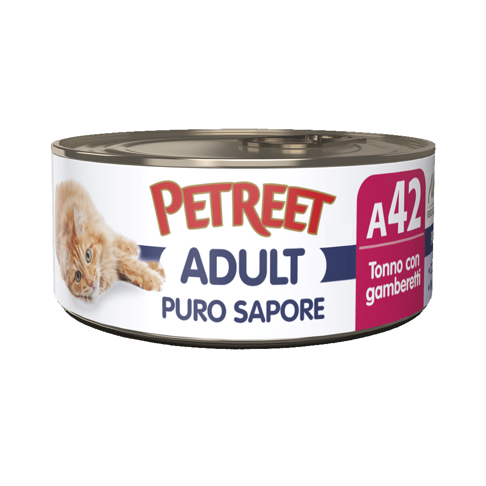 Petreet Adult Puro Sapore Tonno Con Gamberetti Per Gatti Lattina 70g-2