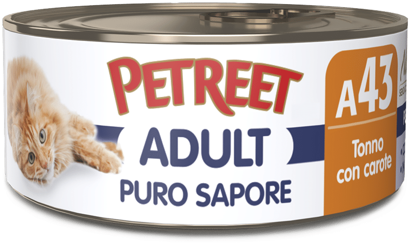 Petreet Puro Sapore Tonno Con Carote Cibo Umido Per Gatti Adulti Lattina 70g-1