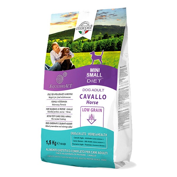 Marpet Aequilibriavet Low Grain Cavallo Cibo Secco Per Cani Adulti Taglia Mini Small Sacco 1,5Kg-2