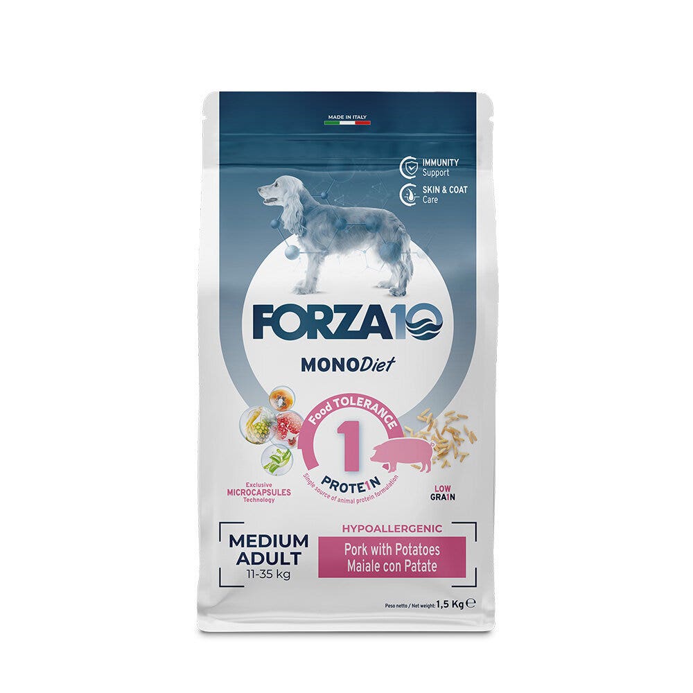 Forza10 Medium Diet Crocchette Al Maiale Con Patate Cani Adulti Taglia Media Sacco 1,5kg-1