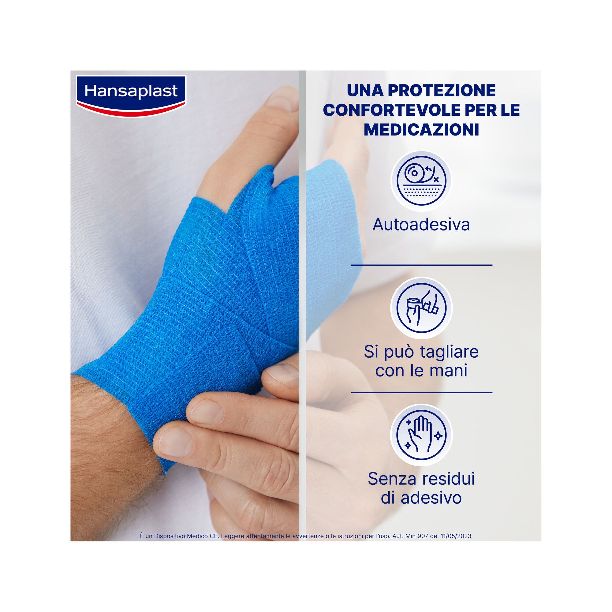 Hansaplast Benda Autoadesiva Blu Tape Flessibile Per il Fissaggio Di Bende E Compresse 4mx6cm-2