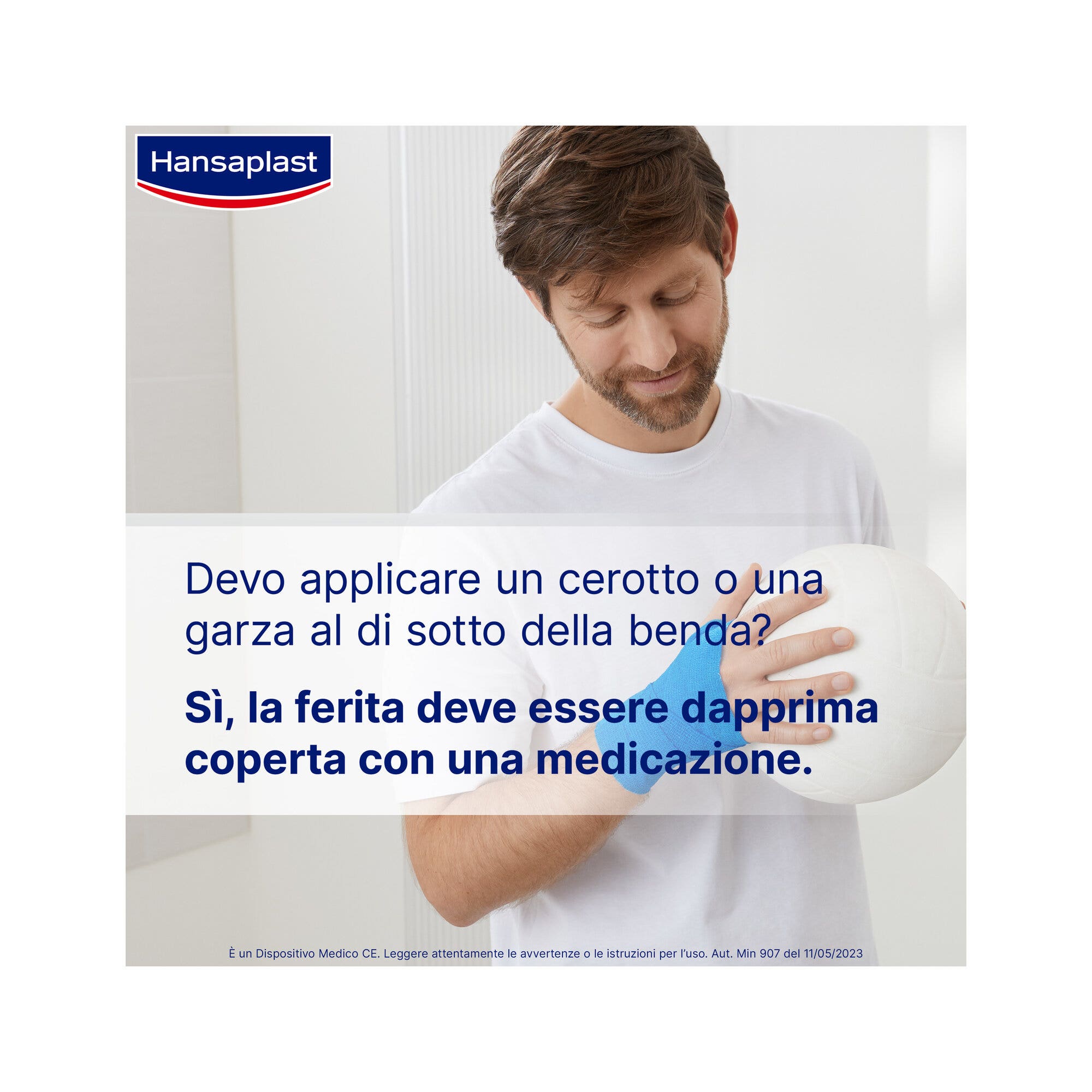 Hansaplast Benda Autoadesiva Blu Tape Flessibile Per il Fissaggio Di Bende E Compresse 4mx6cm-4