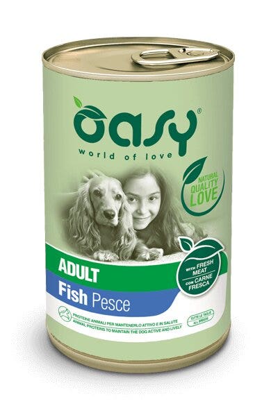 Oasy Wet Dog Lifestage Patè Pesce Cibo Umido Cani Adulti Lattina 400g-1