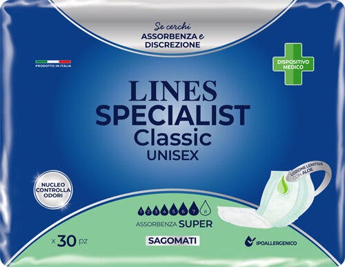 Lines Specialist Classic Pannolone Sagomato Unisex Super 30 Pezzi-2
