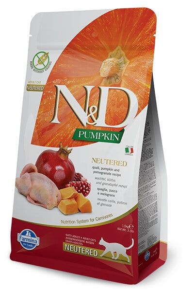 Farmina N&D Pumpkin Neutered Quaglia E Zucca Gatti Adulti Sterilizzati Sacco 300g-3