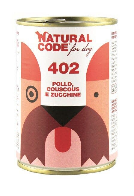 Natural Code 402 Cibo Umido Con Pollo/Couscous/Zucchini Per Cani Adulti Barattolo 400g-2