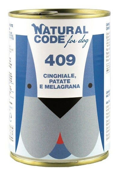 Natural Code 409 Cibo Umido Con Cinghiale/Patate/Melograno Per Cani Adulti Barattolo 400g-2