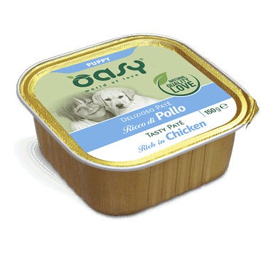 Oasy Wet Dog Delizioso Patè Al Pollo Cuccioli Vaschetta 150g-1