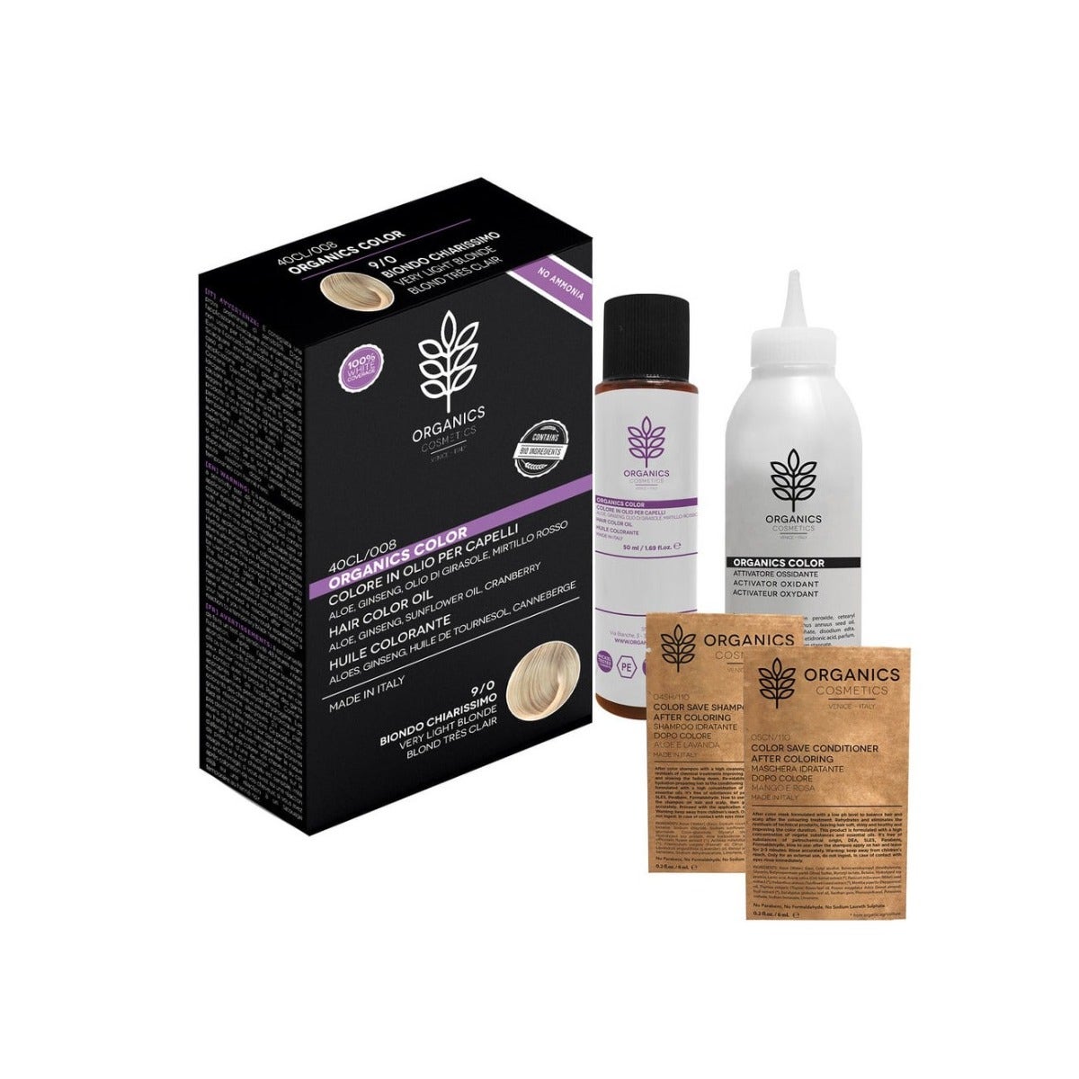 Organics Cosmetics Kit Tinta Per Capelli Organics Color 9/0 Biondo Chiarissimo-1