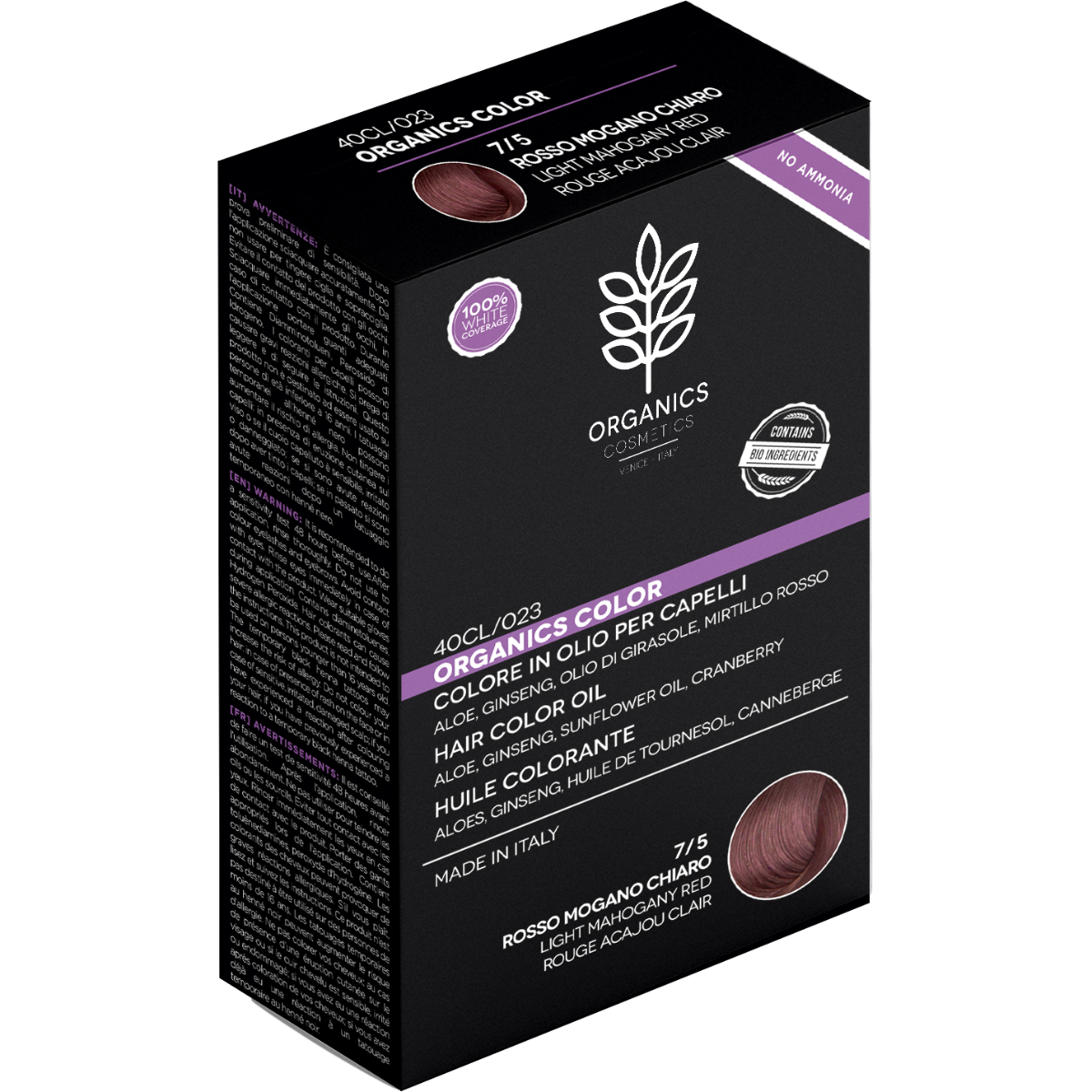 Organics Cosmetics Colore In Olio Per Capelli 7/5 Rosso Mogano Chiaro-1