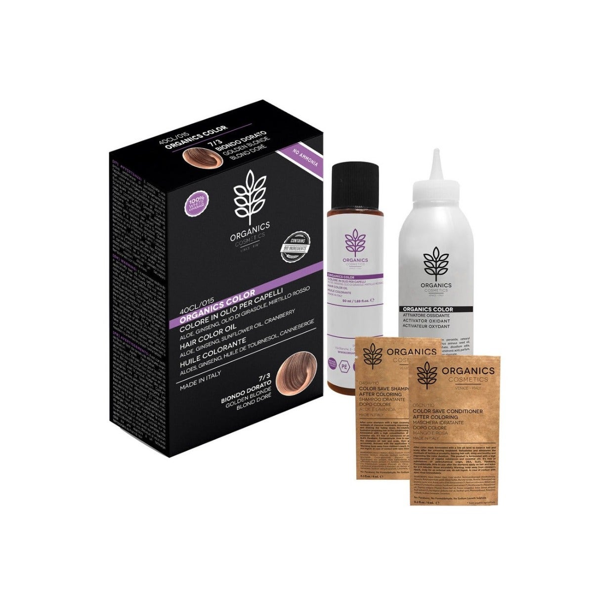 Organics Cosmetics Kit Tinta Per Capelli Organics Color 7/3 Biondo Dorato-1