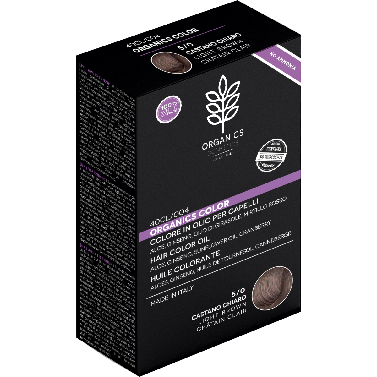Organics Cosmetics Colore In Olio Per Capelli 5/0 Castano Chiaro-1