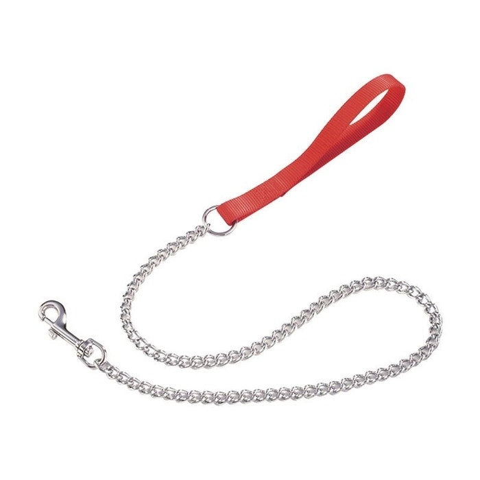 Camon Guinzaglio In Nylon Con Catena In Acciaio Per Cani Colore Rosso 2,5x800mm-2