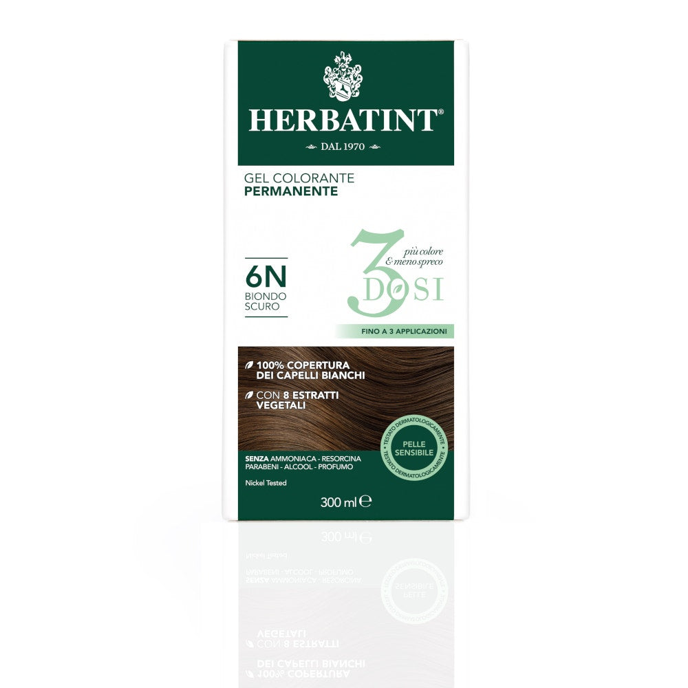 Herbatint Tintura Per Capelli Gel Permanente 6N Biondo Scuro 300ml 3 Dosi-4