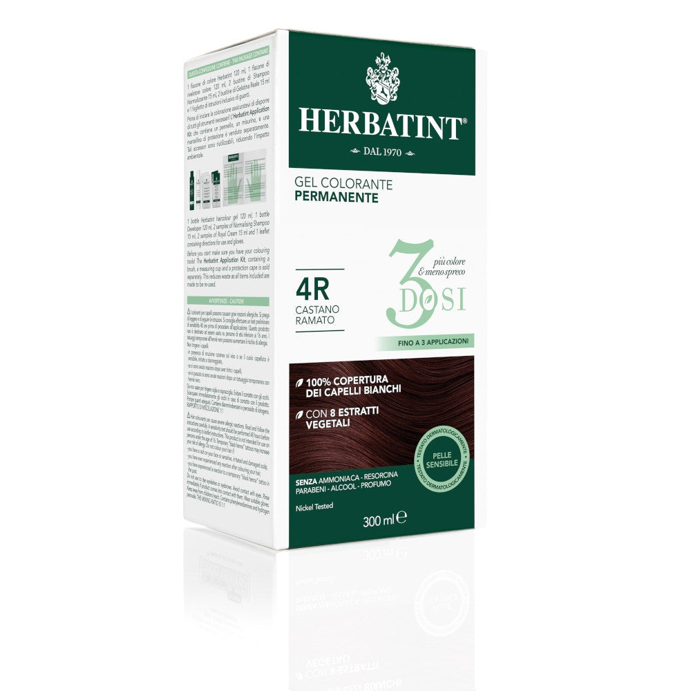 Herbatint Tintura Per Capelli Gel Permanente 4R Castano Ramato 3 Dosi 300ml-3