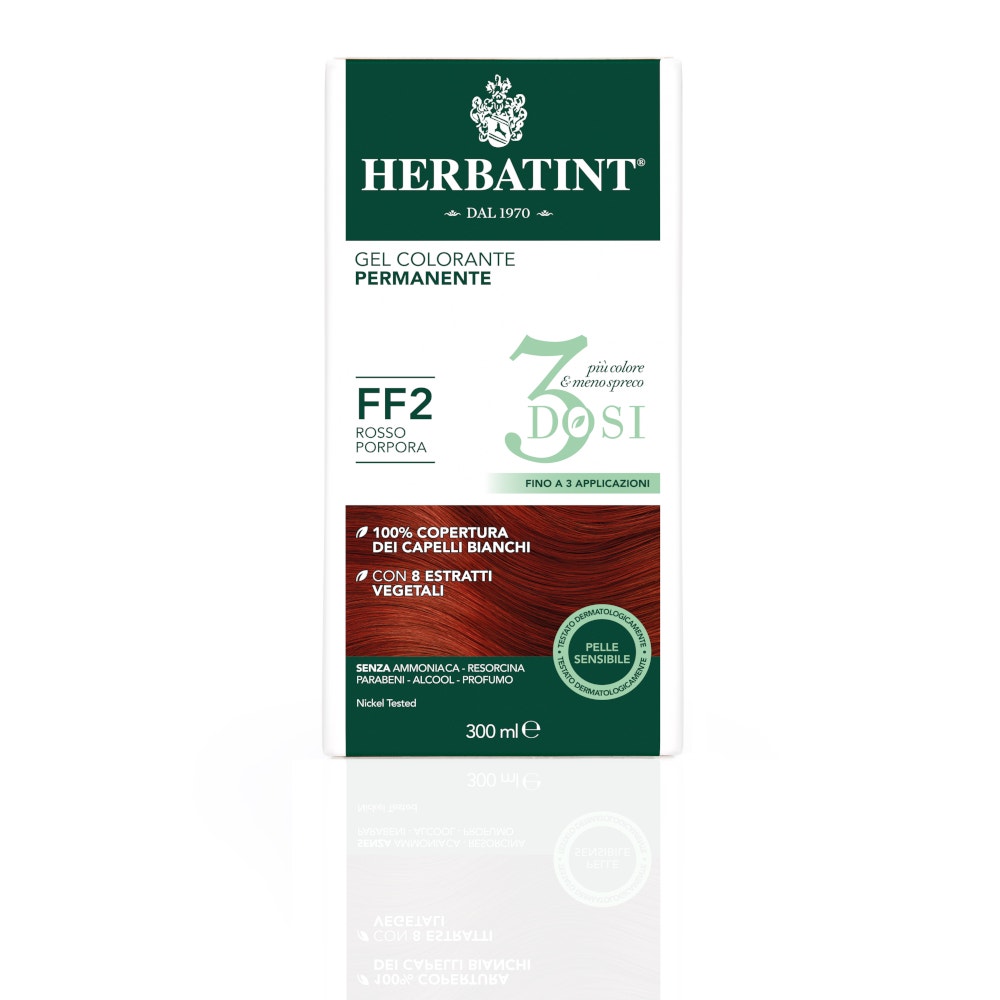 Herbatint Tintura Per Capelli Gel Permanente FF2 Rosso Porpora 3 Dosi 300ml-2