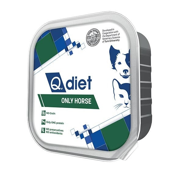 Q.Vet Q Diet Only Horse Cibo Umido Con Cavallo Per Cani/Gatti Adulti Vaschetta 85g-1
