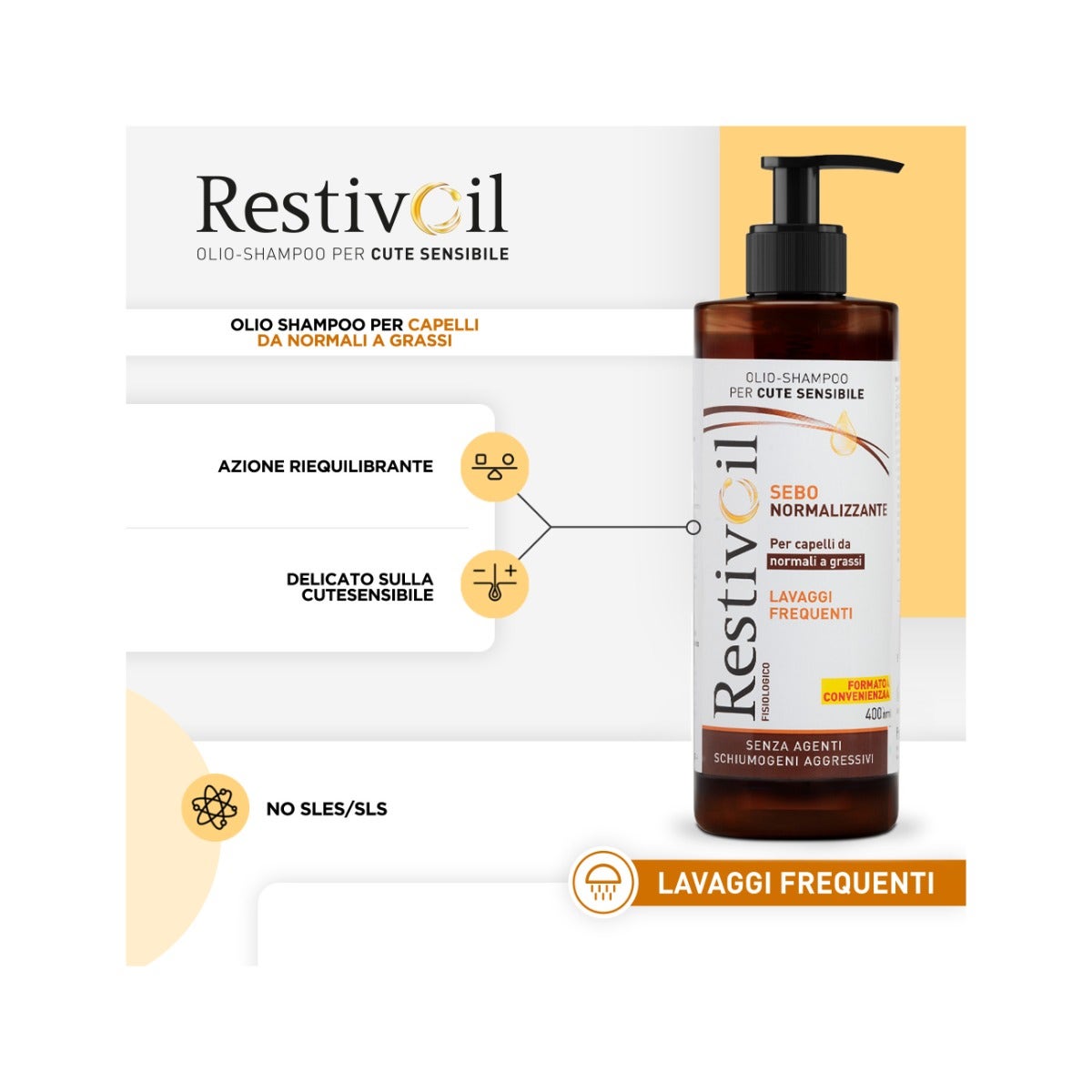 Restivoil Olio Shampoo Fisiologico Sebonormalizzante 400ml-2