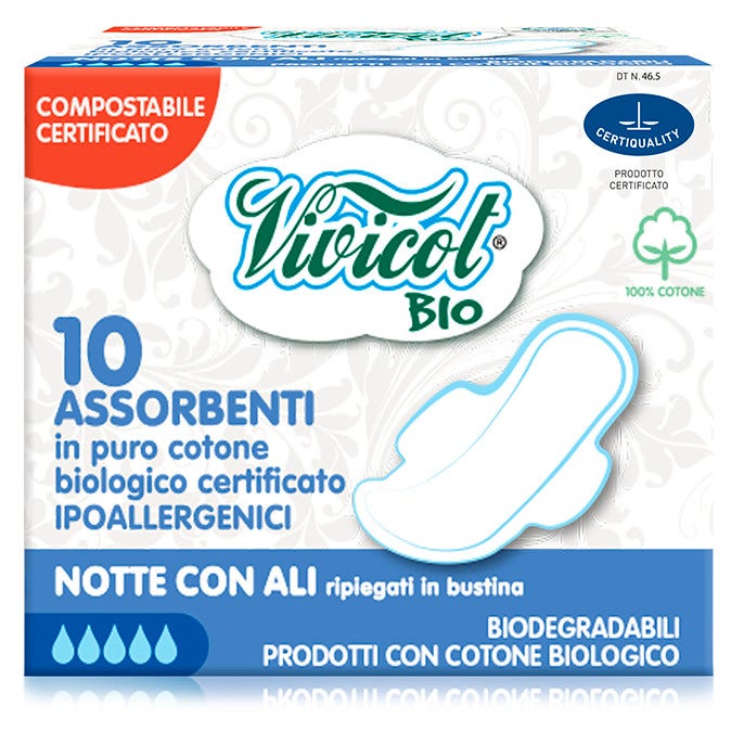 Vivicot Cotone Assorbenti Notte Con Ali 10 Pezzi-1