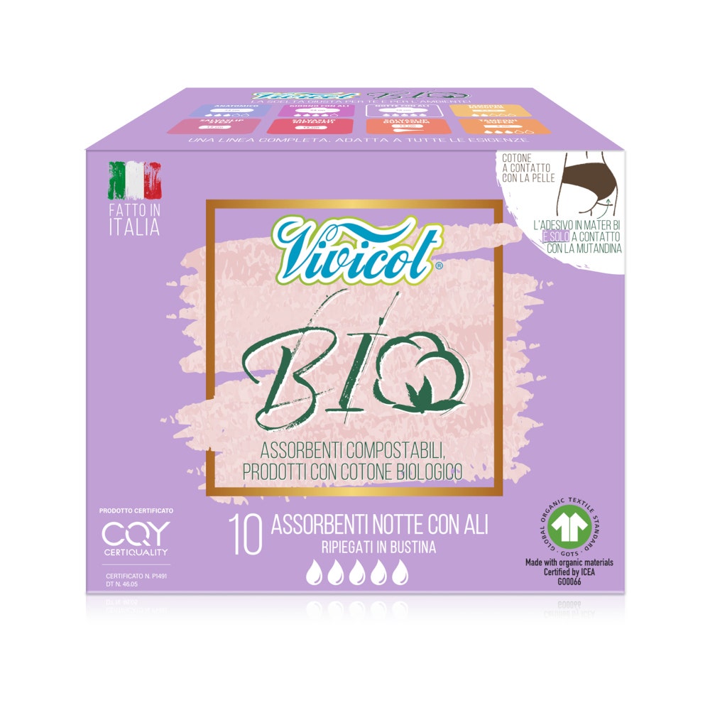 Vivicot Cotone Assorbenti Notte Con Ali 10 Pezzi-2