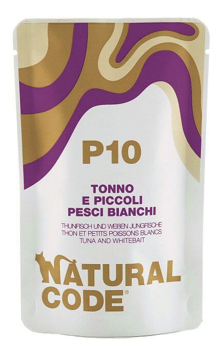 Natural Code P10 Tonno E Piccoli Pesci Bianchi Gatti Adulti Busta 70g-1