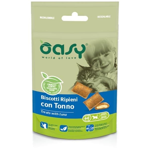 Oasy Biscotti Ripieni Con Tonno Per Gatti 60g-2