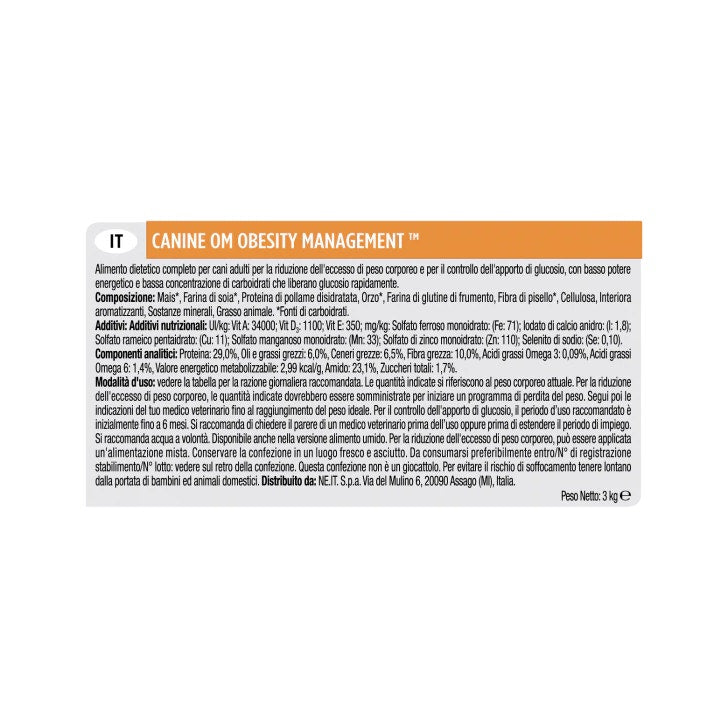 Purina Pro Plan Veterinary Diets Secco Cane OM Obesity Management Sacco 3kg-5