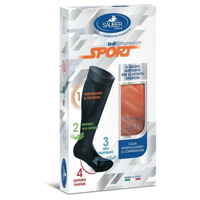 Sauber Sport Calza Unisex A Compressione Colore Arancio-bianco Taglia M-1
