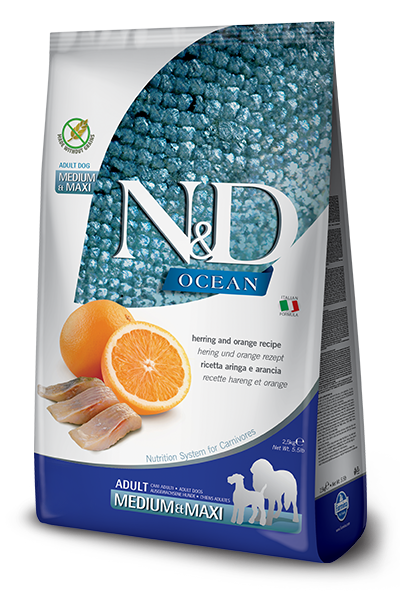 Farmina N&D Ocean Aringa E Arancia Cani Adulti Taglia Media E Grande Sacco 12kg-1