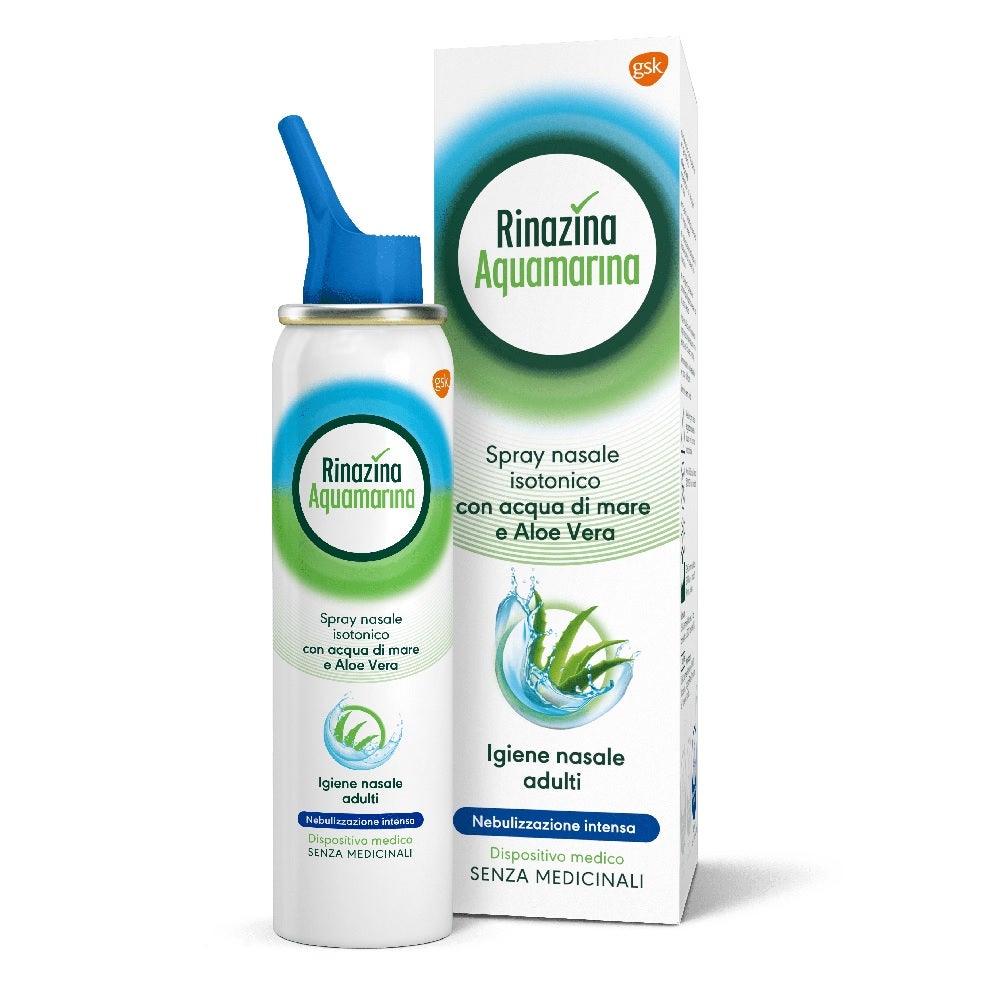 Rinazina Aquamarina Spray Nasale Isotonico Intenso Lavaggio Nasale Acqua Di Mare E Aloe Vera 100 ml-2